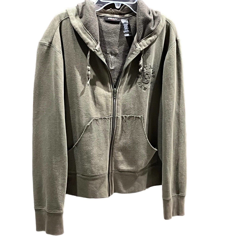 DKNY Active Dark Green Hoodie, Size Small LOGO on Front NEW YORK on Back